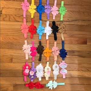 26 elastic band hair bows multiple colors